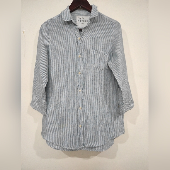 Strip linen Women Shirt - Picture 2 of 15